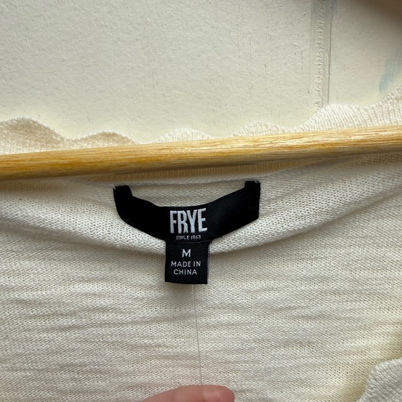 Frye Women's Ivory Pointelle Button Front Cardigan 100% Cotton Size Medium - Picture 3 of 5